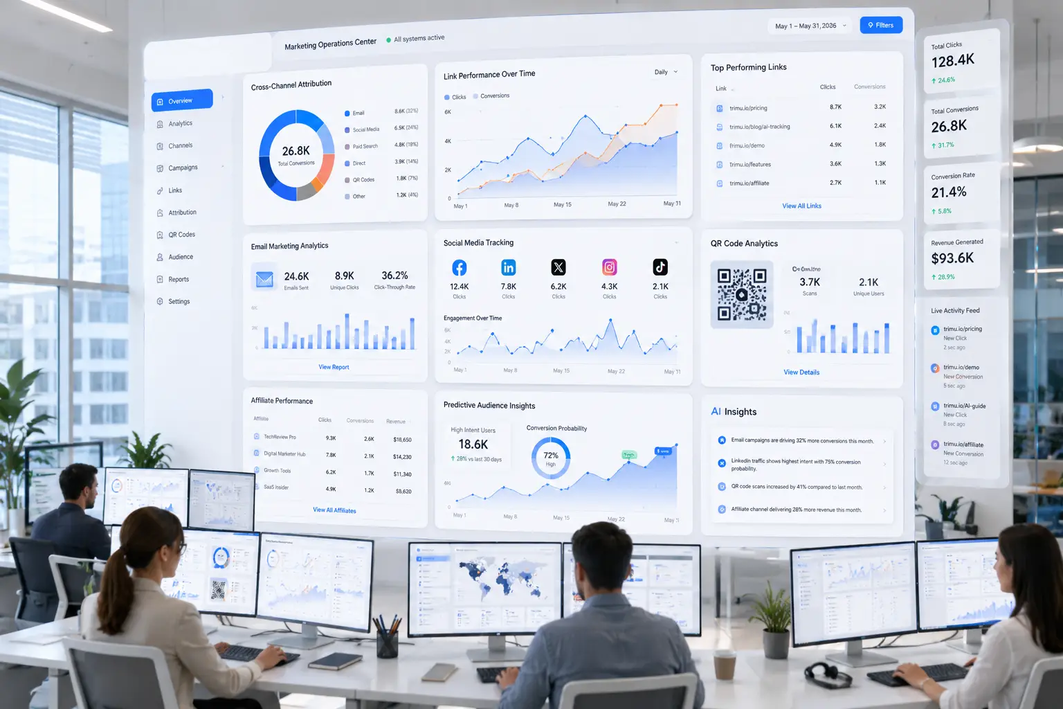 URL intelligence for marketing team reviewing cross-channel link attribution data